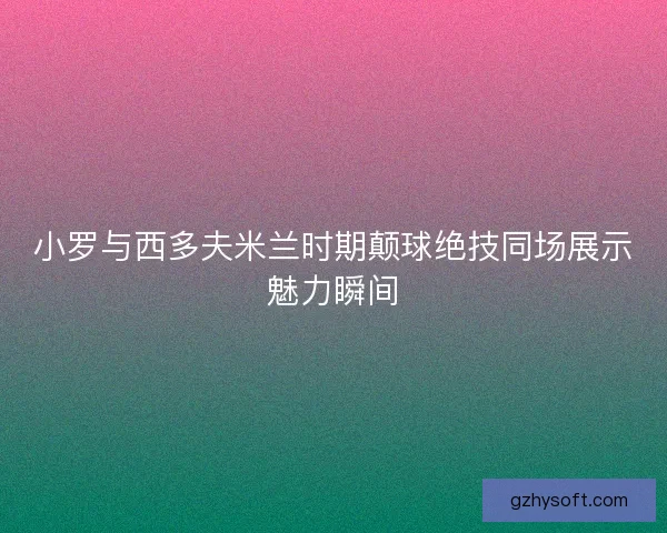 小罗与西多夫米兰时期颠球绝技同场展示魅力瞬间